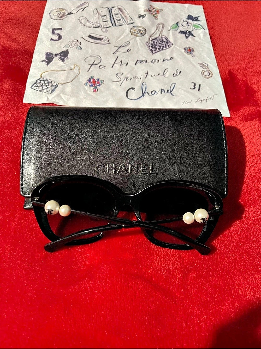 Chanel Cat Eye Pearl Sunglasses 5340-H Black